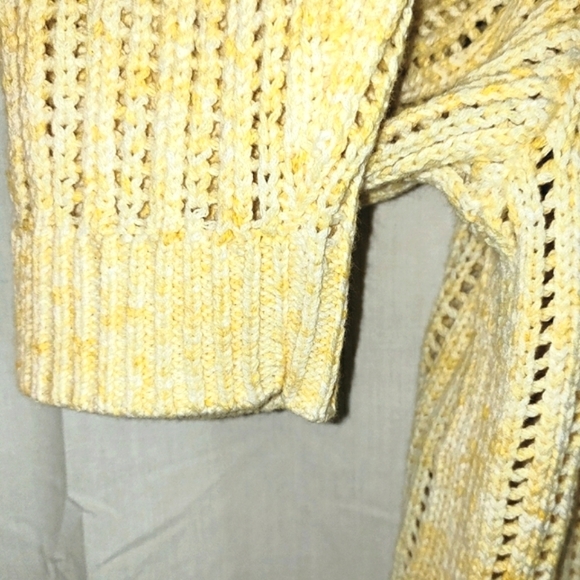 TALBOTS Petite Shades of Yellow Open Weave 100% Cotton Sweater - Picture 6 of 7